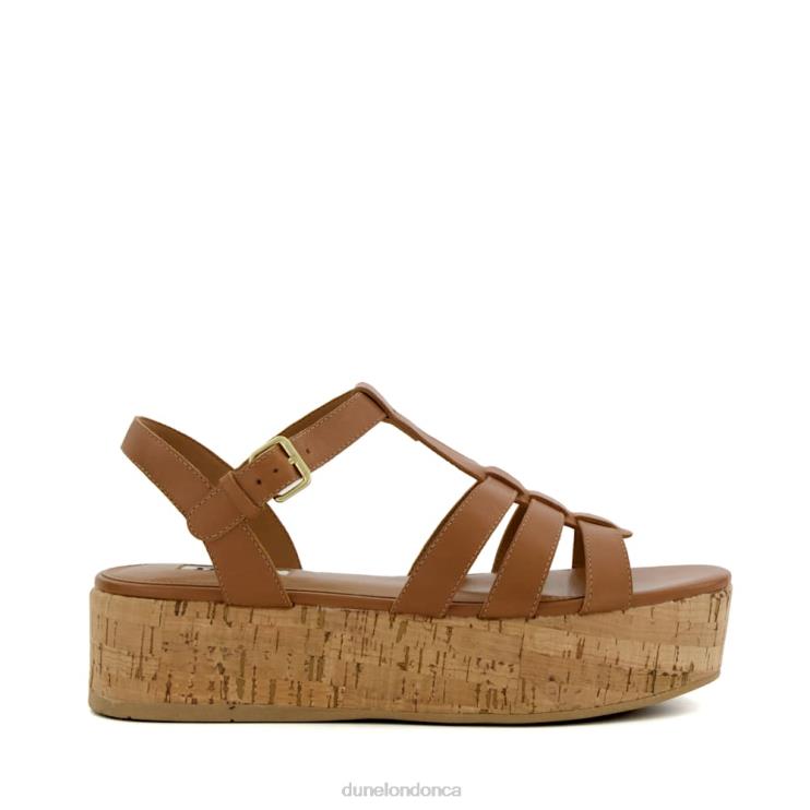 Dune London Lenson Women Strappy Cork-Flatform Sandals Tan 2Z0DB166