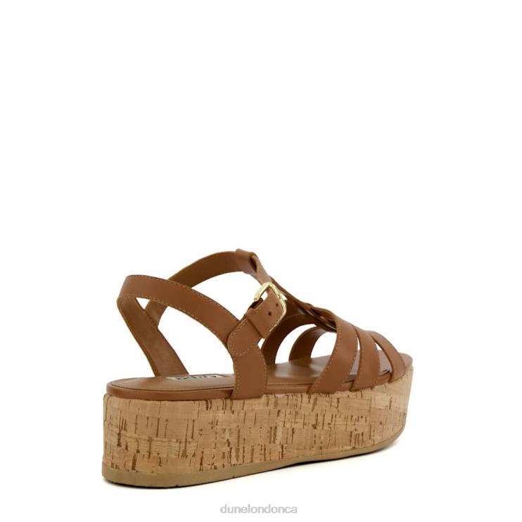 Dune London Lenson Women Strappy Cork-Flatform Sandals Tan 2Z0DB166