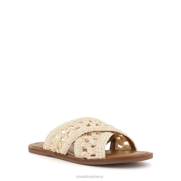 Dune London Level Women Crochet Flat Sandals Natural 2Z0DB85