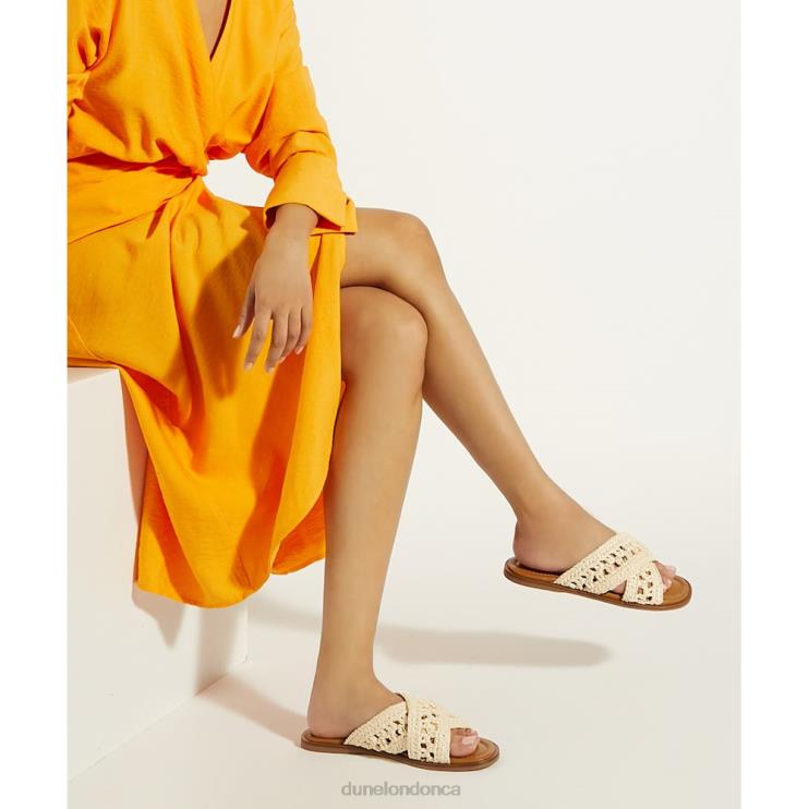 Dune London Level Women Crochet Flat Sandals Natural 2Z0DB85