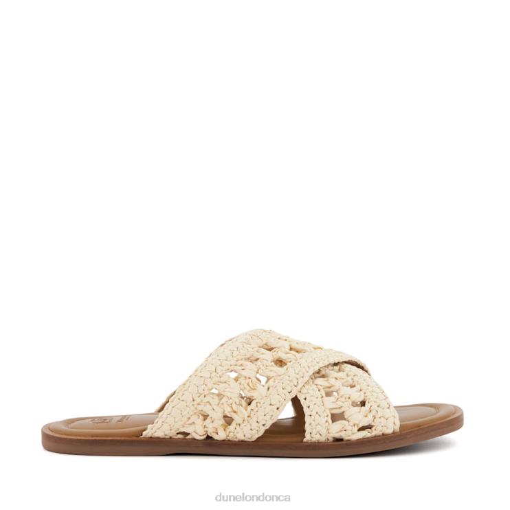 Dune London Level Women Crochet Flat Sandals Natural 2Z0DB85