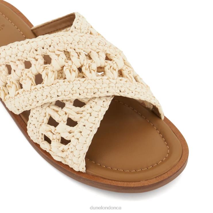 Dune London Level Women Crochet Flat Sandals Natural 2Z0DB85