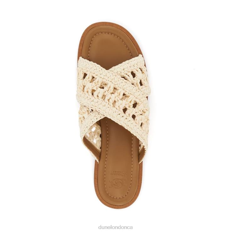 Dune London Level Women Crochet Flat Sandals Natural 2Z0DB85