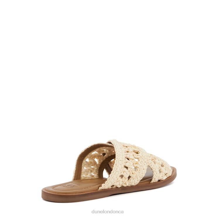 Dune London Level Women Crochet Flat Sandals Natural 2Z0DB85