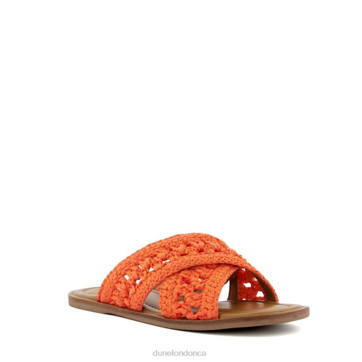 Dune London Level Women Crochet Flat Sandals Orange 2Z0DB76