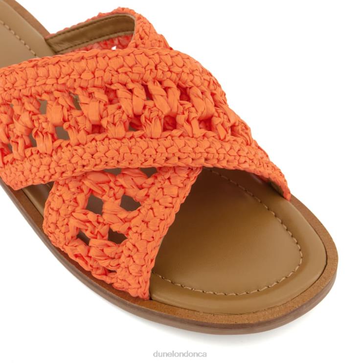 Dune London Level Women Crochet Flat Sandals Orange 2Z0DB76