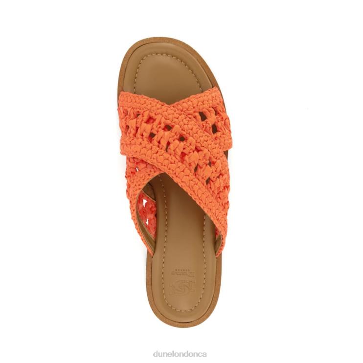 Dune London Level Women Crochet Flat Sandals Orange 2Z0DB76