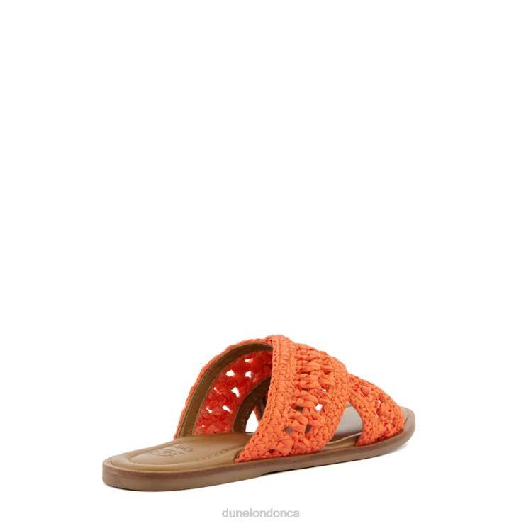 Dune London Level Women Crochet Flat Sandals Orange 2Z0DB76