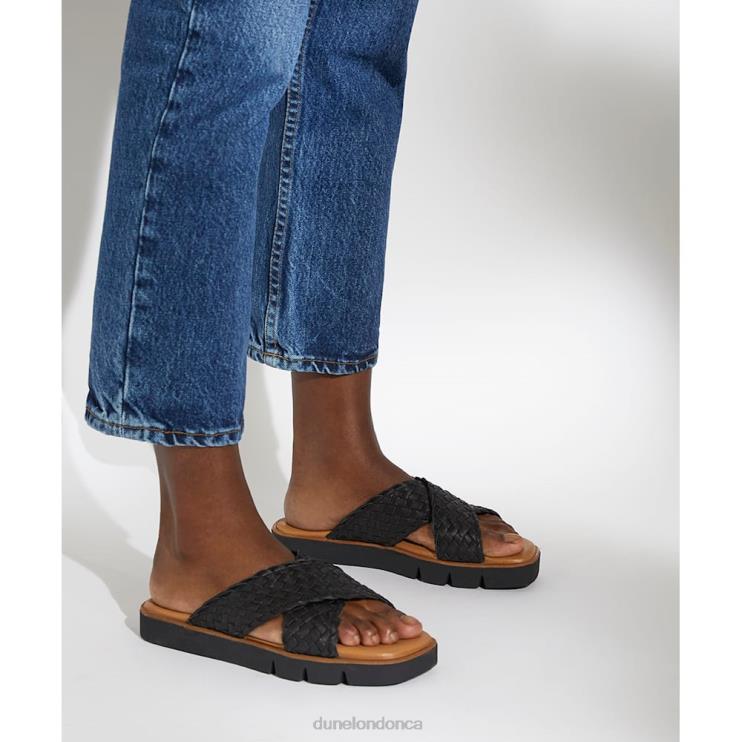 Dune London Lexey Women Woven Leather Sliders Black 2Z0DB596