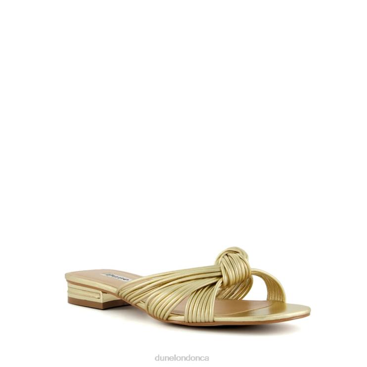 Dune London Leyla Women Knot-Detail Slider Sandals Gold 2Z0DB51