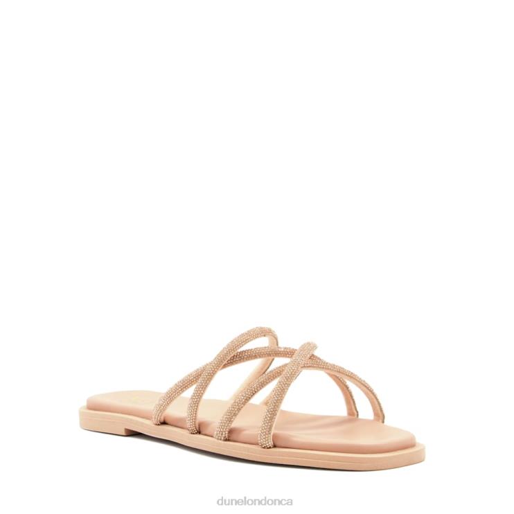 Dune London Lilybet Women Diamante-Crossover-Strap Flat Sandals Blush 2Z0DB451