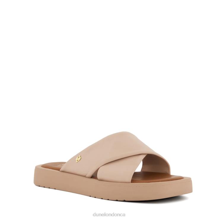 Dune London Liquor Women Leather Flat Sandals Nude 2Z0DB520