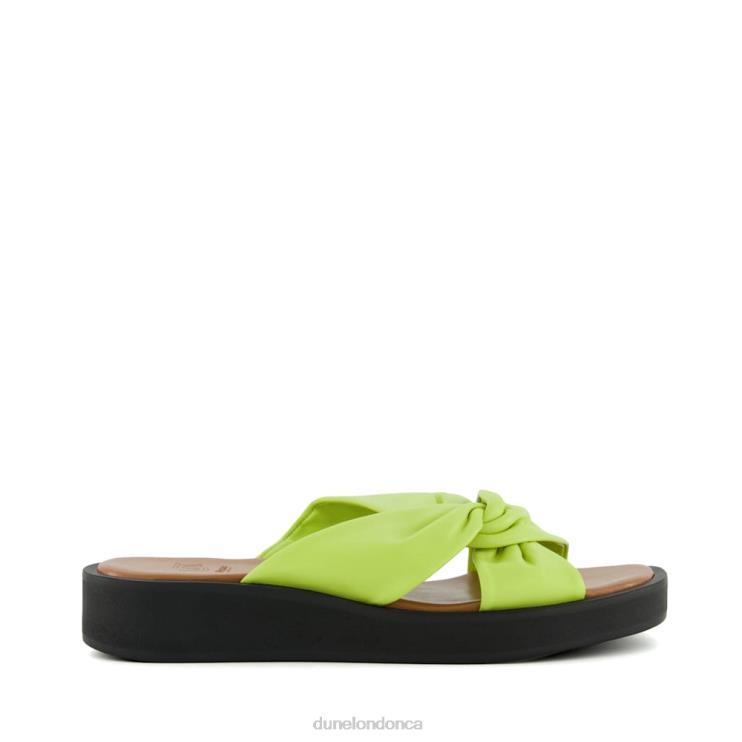 Dune London Lizo Women Knot-Strap Leather Flatform Sandals Lime Green 2Z0DB71