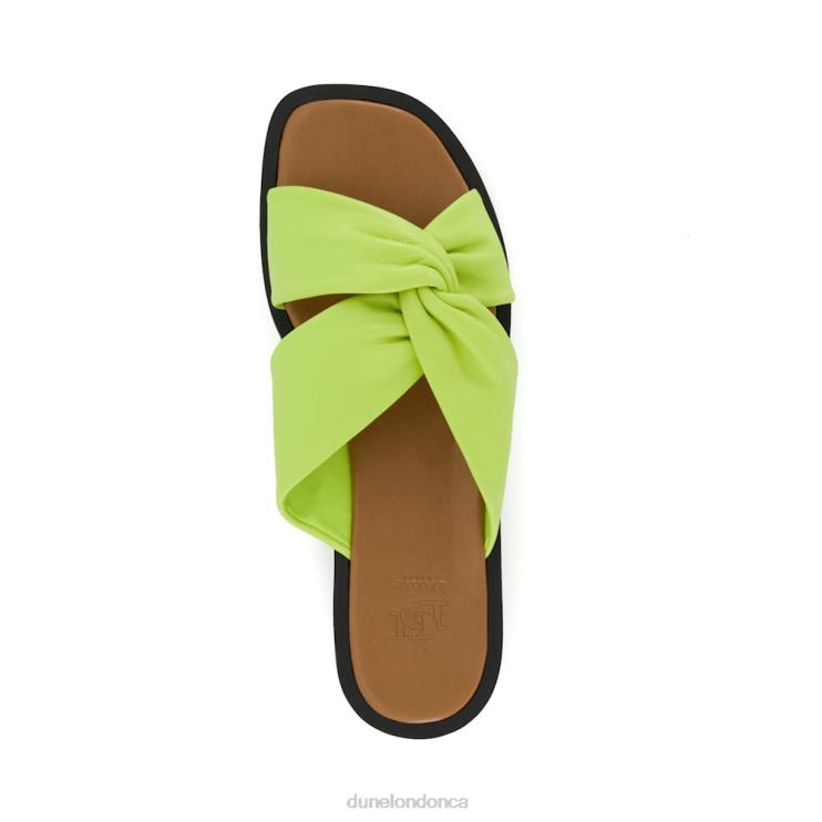 Dune London Lizo Women Knot-Strap Leather Flatform Sandals Lime Green 2Z0DB71