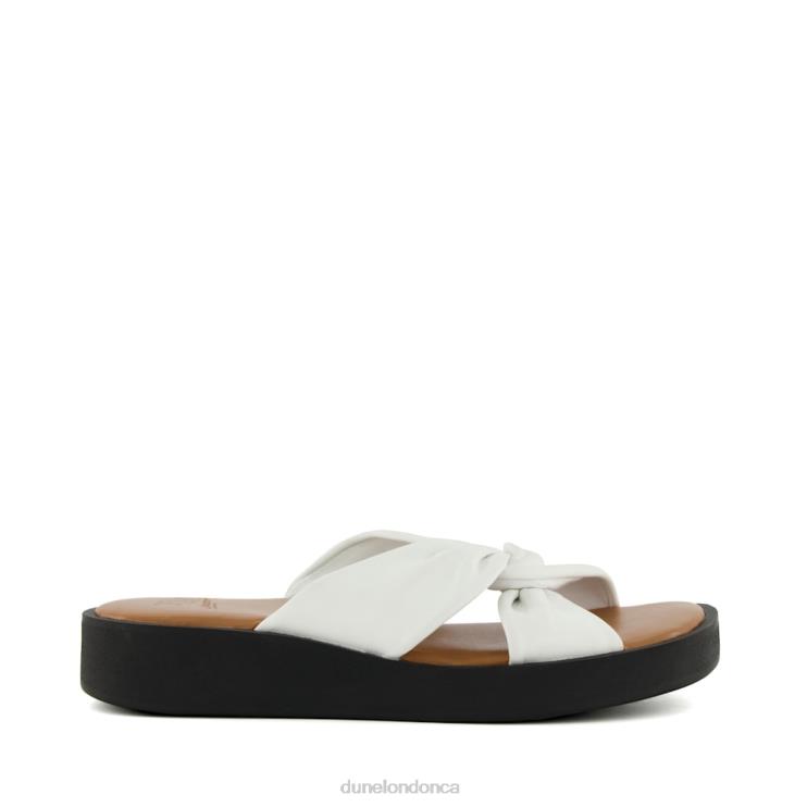 Dune London Lizo Women Knot-Strap Leather Flatform Sandals White 2Z0DB79
