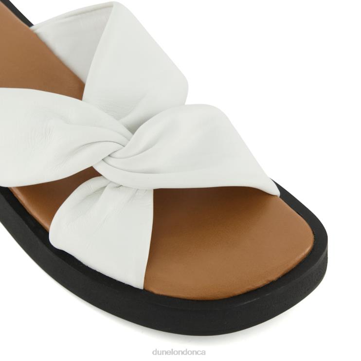Dune London Lizo Women Knot-Strap Leather Flatform Sandals White 2Z0DB79