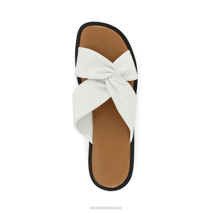 Dune London Lizo Women Knot-Strap Leather Flatform Sandals White 2Z0DB79