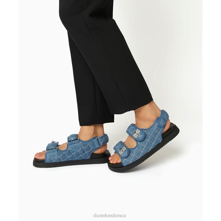 Dune London Lockstockk Women Double Strap Turn Lock Flat Sandals Blue 2Z0DB416