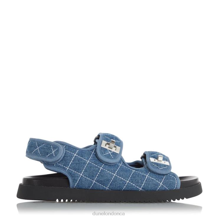 Dune London Lockstockk Women Double Strap Turn Lock Flat Sandals Blue 2Z0DB416