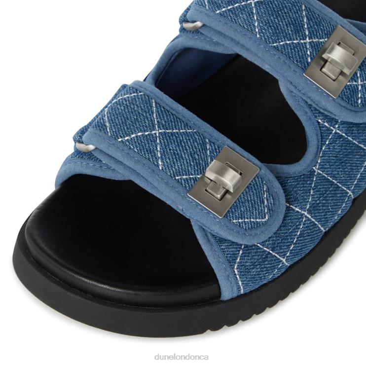 Dune London Lockstockk Women Double Strap Turn Lock Flat Sandals Blue 2Z0DB416