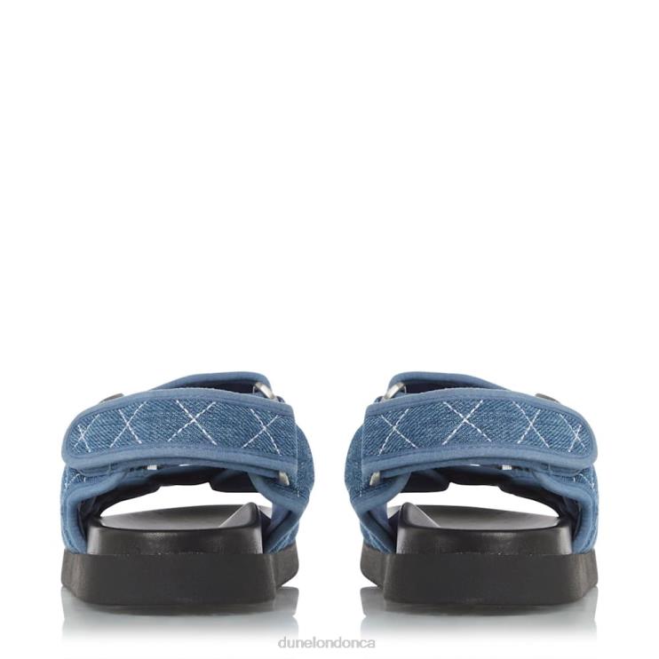 Dune London Lockstockk Women Double Strap Turn Lock Flat Sandals Blue 2Z0DB416