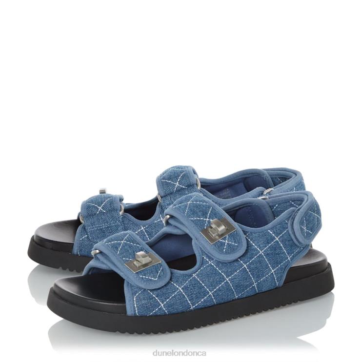 Dune London Lockstockk Women Double Strap Turn Lock Flat Sandals Blue 2Z0DB416
