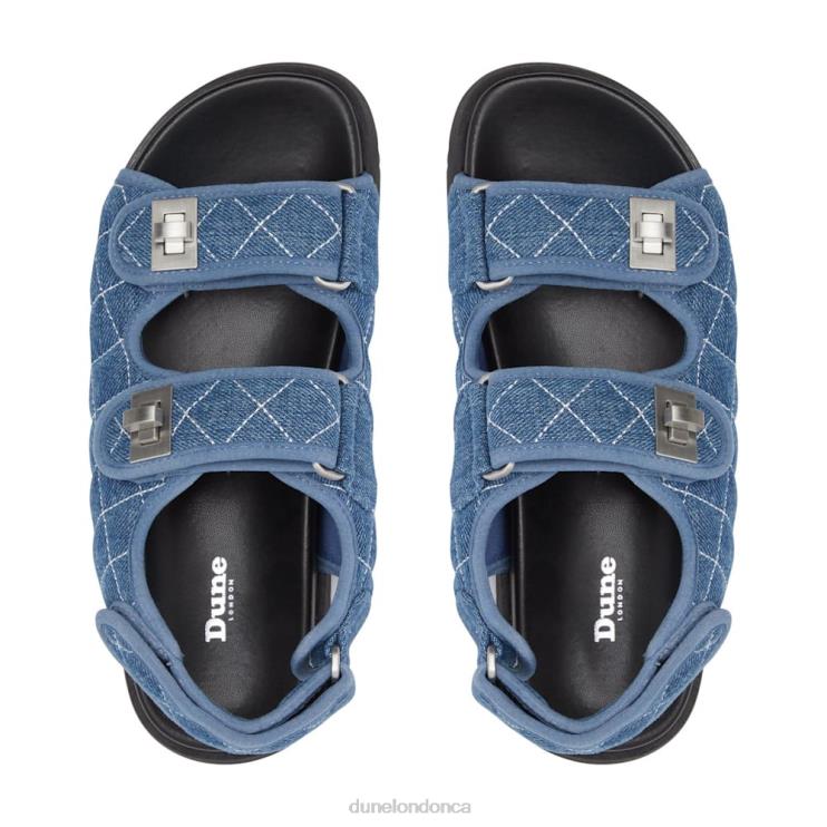 Dune London Lockstockk Women Double Strap Turn Lock Flat Sandals Blue 2Z0DB416