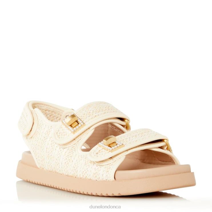 Dune London Lockstockk Women Double Strap Turn Lock Flat Sandals Natural 2Z0DB431