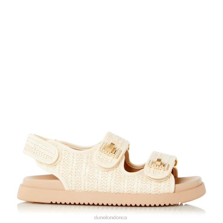 Dune London Lockstockk Women Double Strap Turn Lock Flat Sandals Natural 2Z0DB431