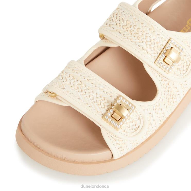 Dune London Lockstockk Women Double Strap Turn Lock Flat Sandals Natural 2Z0DB431
