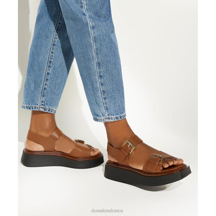 Dune London Loells Women Casual Leather Flatform Sandals Tan 2Z0DB675