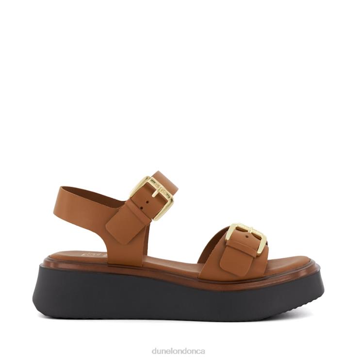 Dune London Loells Women Casual Leather Flatform Sandals Tan 2Z0DB675