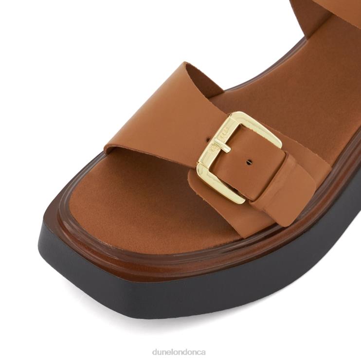 Dune London Loells Women Casual Leather Flatform Sandals Tan 2Z0DB675