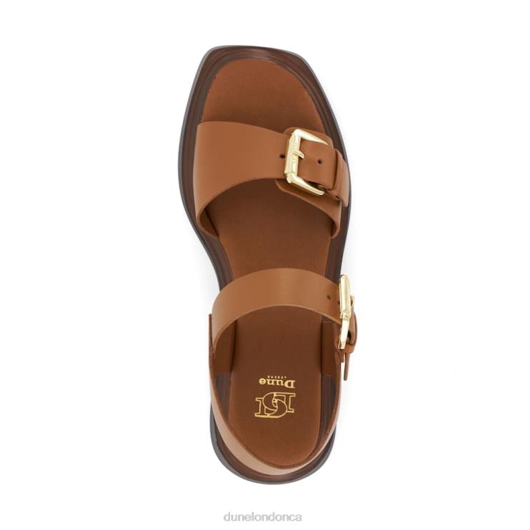 Dune London Loells Women Casual Leather Flatform Sandals Tan 2Z0DB675