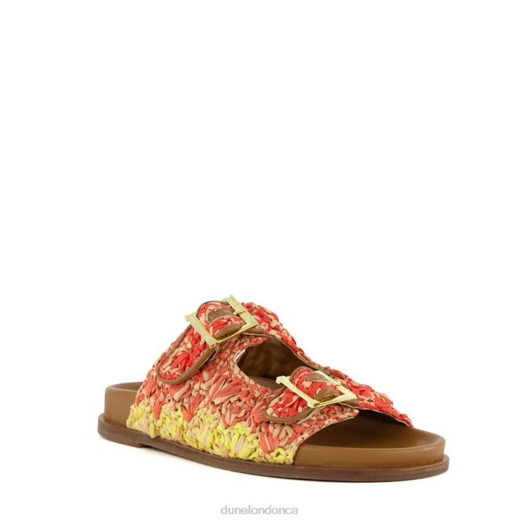 Dune London Lolitas Women Buckled Flat Raffia Slides Multi 2Z0DB57