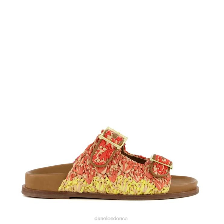 Dune London Lolitas Women Buckled Flat Raffia Slides Multi 2Z0DB57