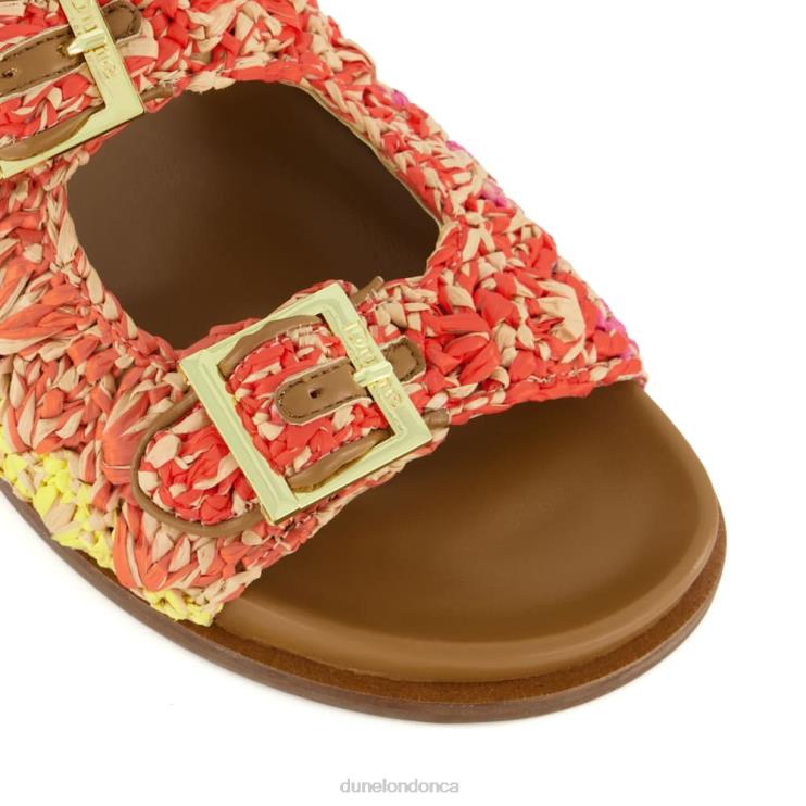 Dune London Lolitas Women Buckled Flat Raffia Slides Multi 2Z0DB57