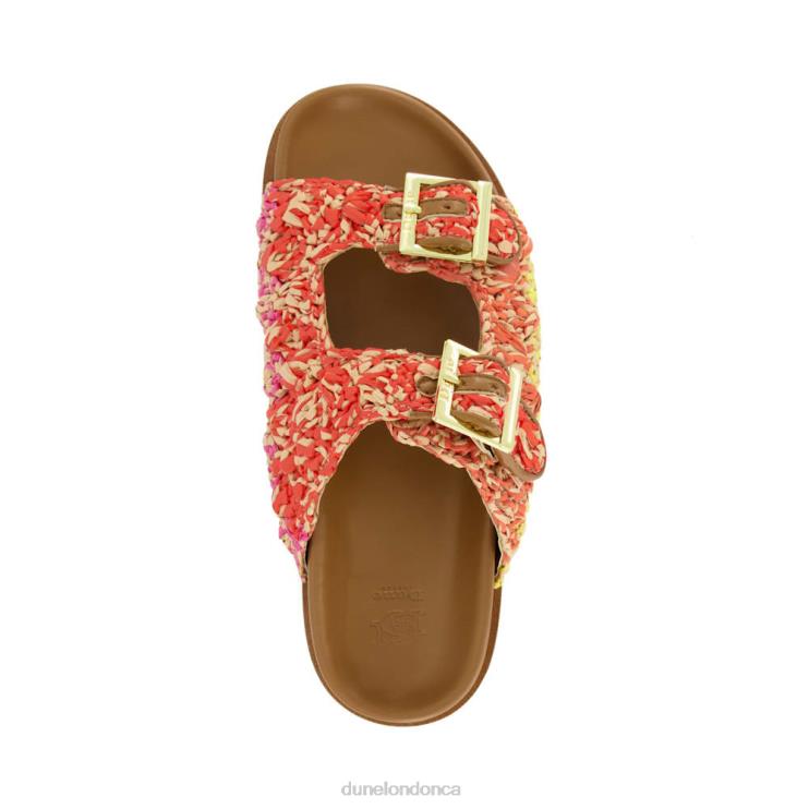 Dune London Lolitas Women Buckled Flat Raffia Slides Multi 2Z0DB57