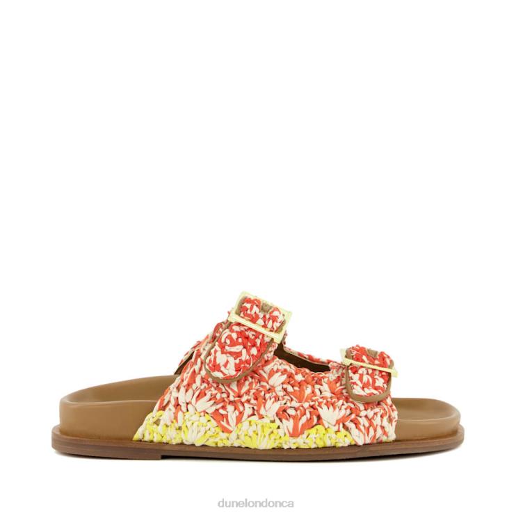 Dune London Lolitas Women Buckled Flat Raffia Slides Multi 2Z0DB57