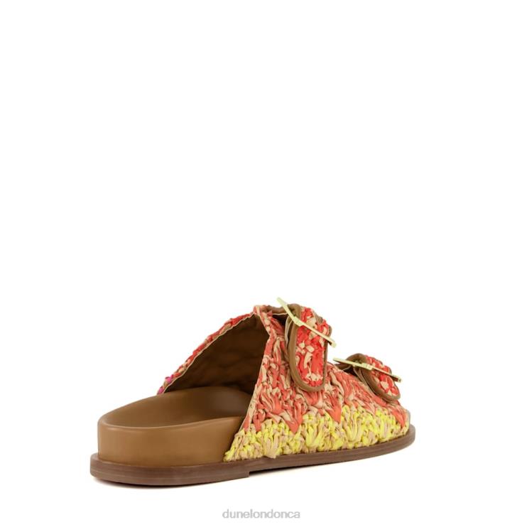 Dune London Lolitas Women Buckled Flat Raffia Slides Multi 2Z0DB57