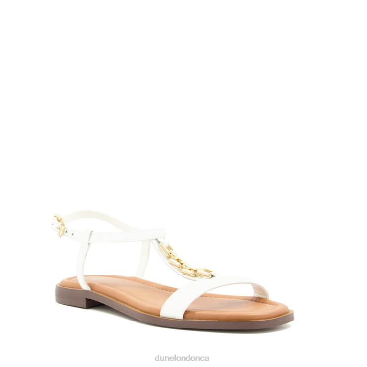 Dune London Lotty Women Chain Croc-Effect Flat Sandals White 2Z0DB101