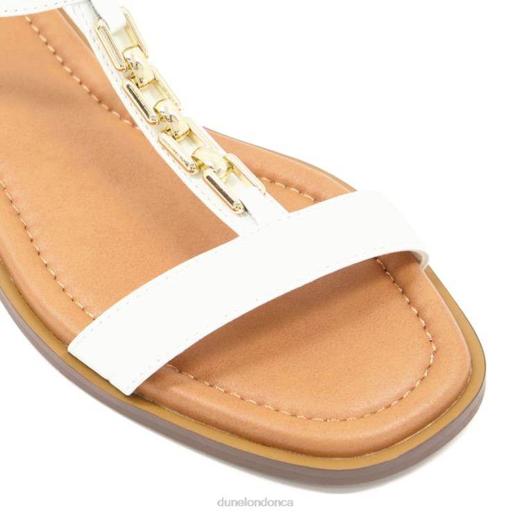 Dune London Lotty Women Chain Croc-Effect Flat Sandals White 2Z0DB101