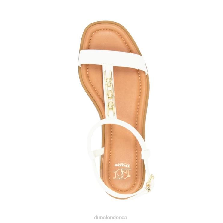 Dune London Lotty Women Chain Croc-Effect Flat Sandals White 2Z0DB101