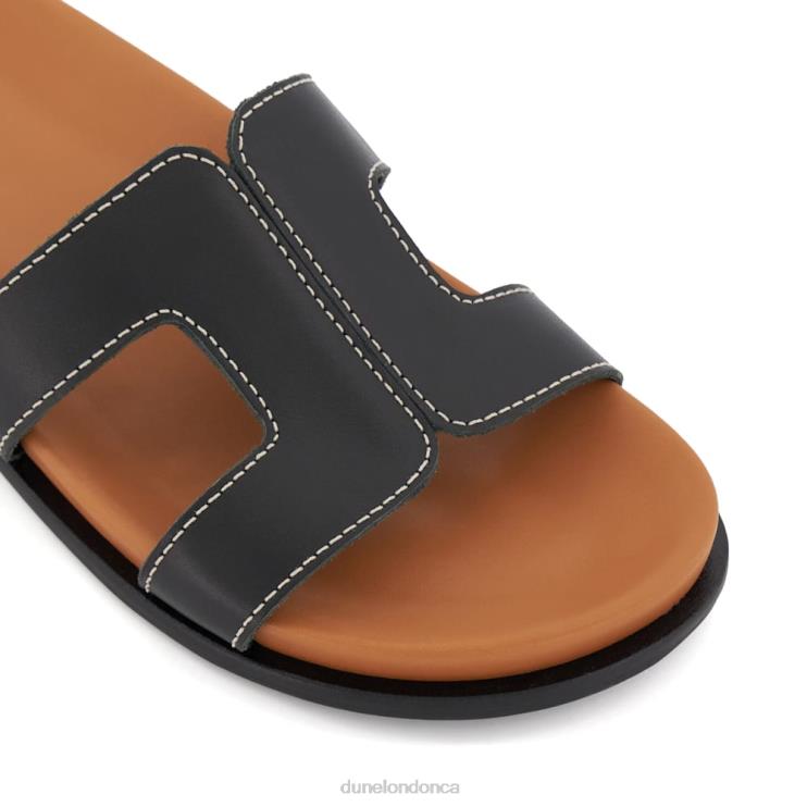 Dune London Loupa Women Topstitch-Detail Comfort-Footbed Slider Sandals Black 2Z0DB6