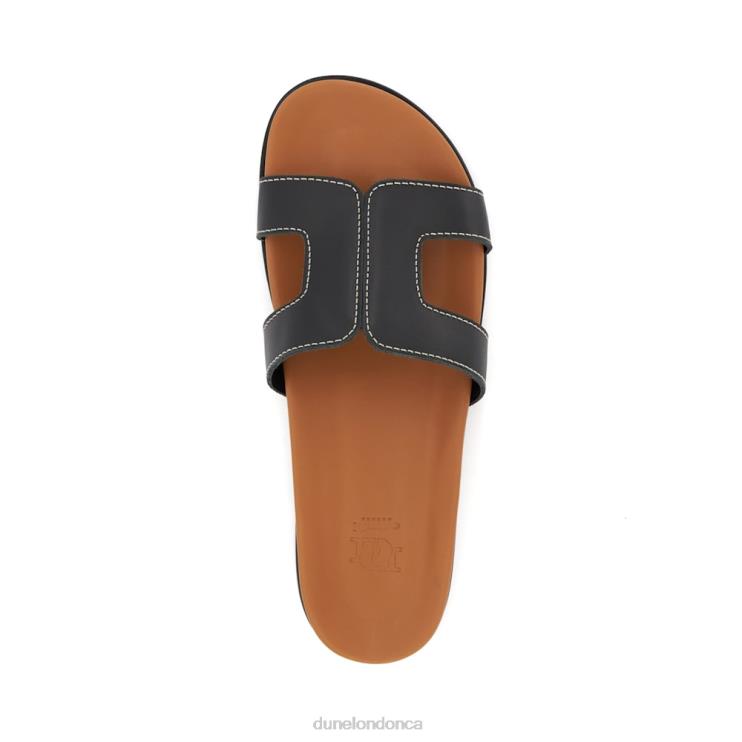 Dune London Loupa Women Topstitch-Detail Comfort-Footbed Slider Sandals Black 2Z0DB6