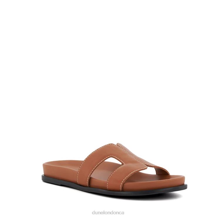 Dune London Loupa Women Topstitch-Detail Comfort-Footbed Slider Sandals Tan 2Z0DB426
