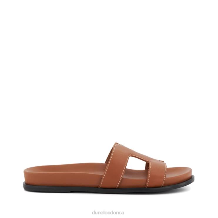 Dune London Loupa Women Topstitch-Detail Comfort-Footbed Slider Sandals Tan 2Z0DB426