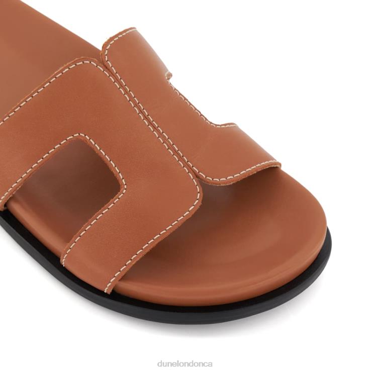 Dune London Loupa Women Topstitch-Detail Comfort-Footbed Slider Sandals Tan 2Z0DB426
