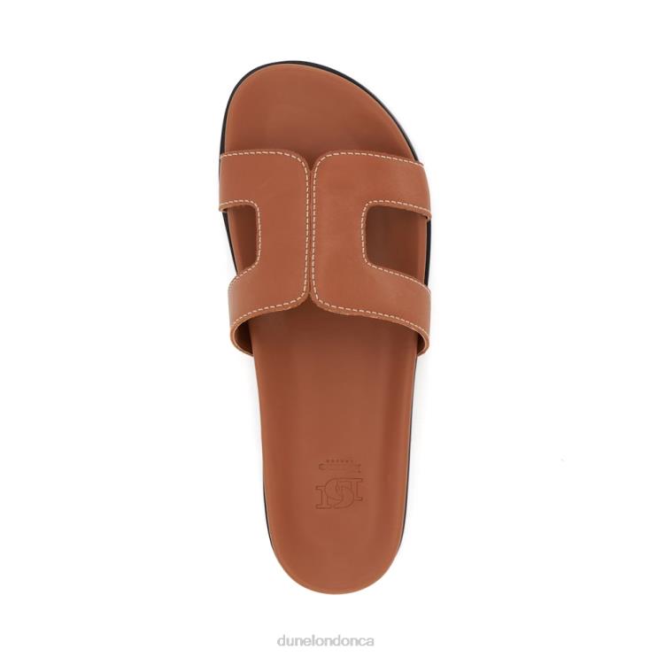 Dune London Loupa Women Topstitch-Detail Comfort-Footbed Slider Sandals Tan 2Z0DB426