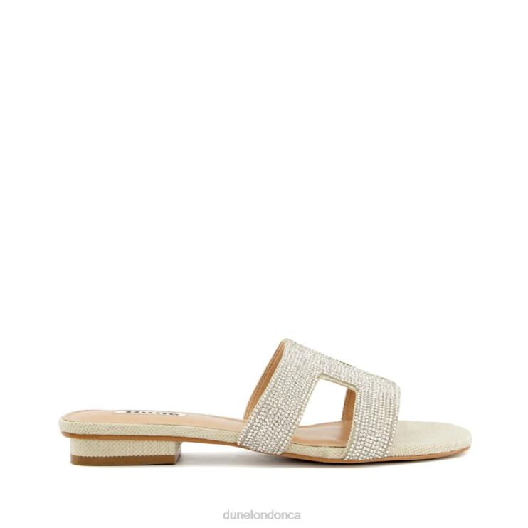 Dune London Loupe Women Diamante Flat Sliders Silver 2Z0DB430